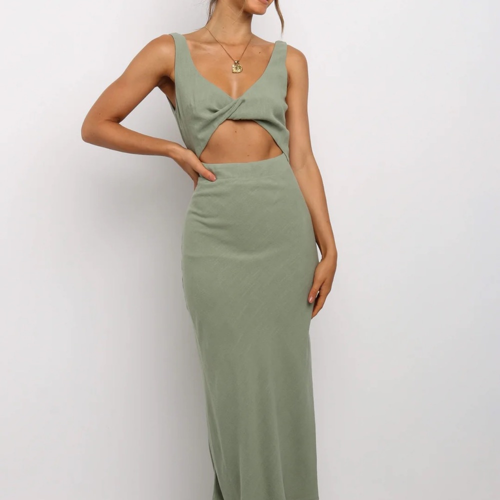 Petal & Pup Apollo Green Cutout Midi Dress